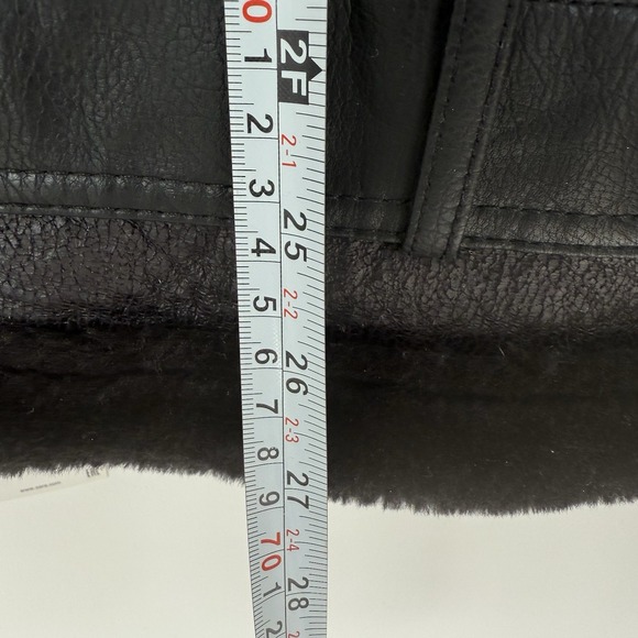 ZARA NWT Moto Jacket Black Size S Belted Biker Vest Goth Fur Oversized Emo Punk - Picture 10 of 12